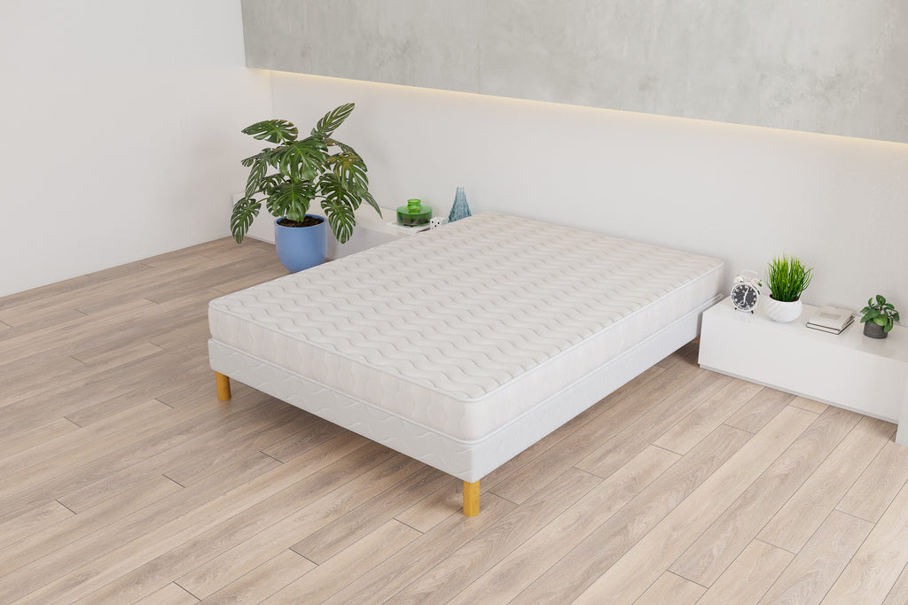 Confort, Ensemble 140x190 Sommier + Matelas Hauteur 15cm